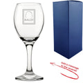 Engraved Wine Glass with Baldi Design, Add a Personalised Message to the Reverse