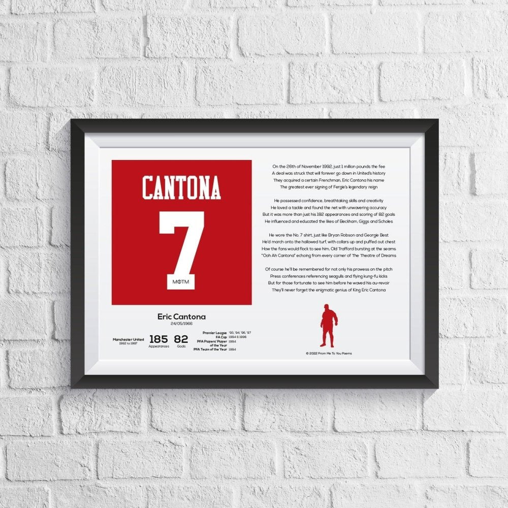 Eric Cantona Manchester United Stats & Poem Print