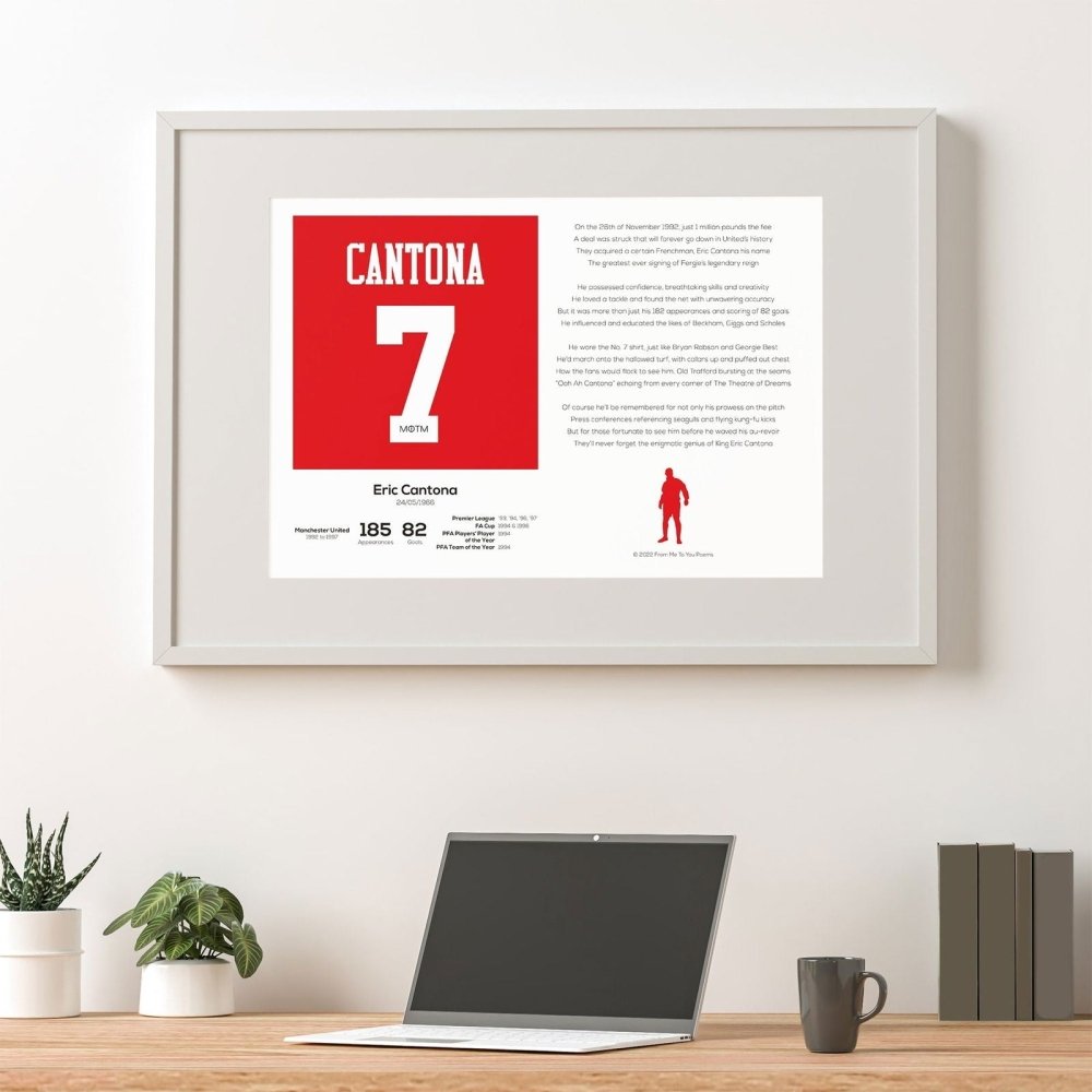Eric Cantona Manchester United Stats & Poem Print