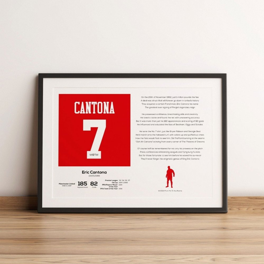 Eric Cantona Manchester United Stats & Poem Print