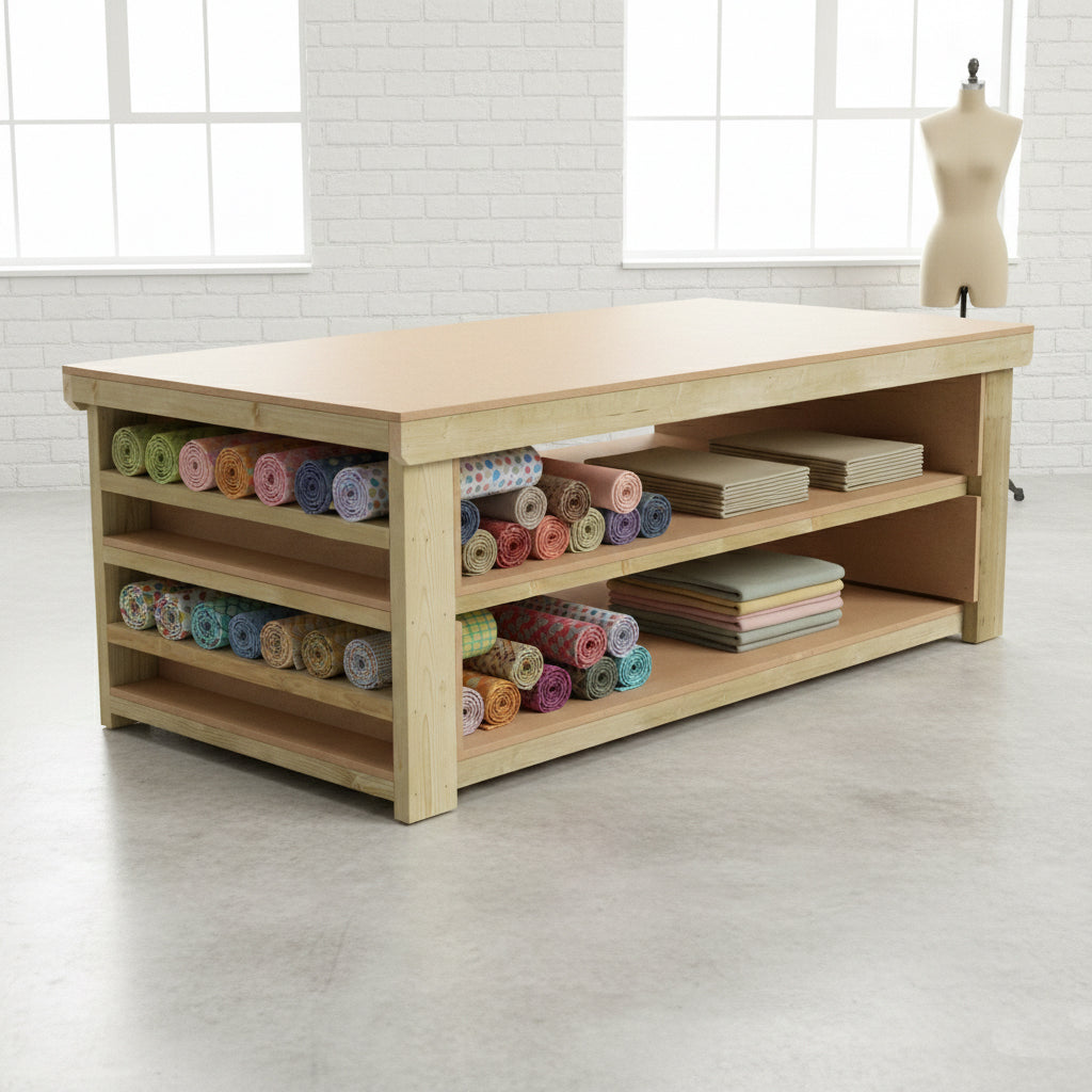 Wooden Workbench MDF Top with Extra shelving Depth-4ft With Double Shelf