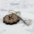 Personalised Flower Wooden Keyring with Initial and Name