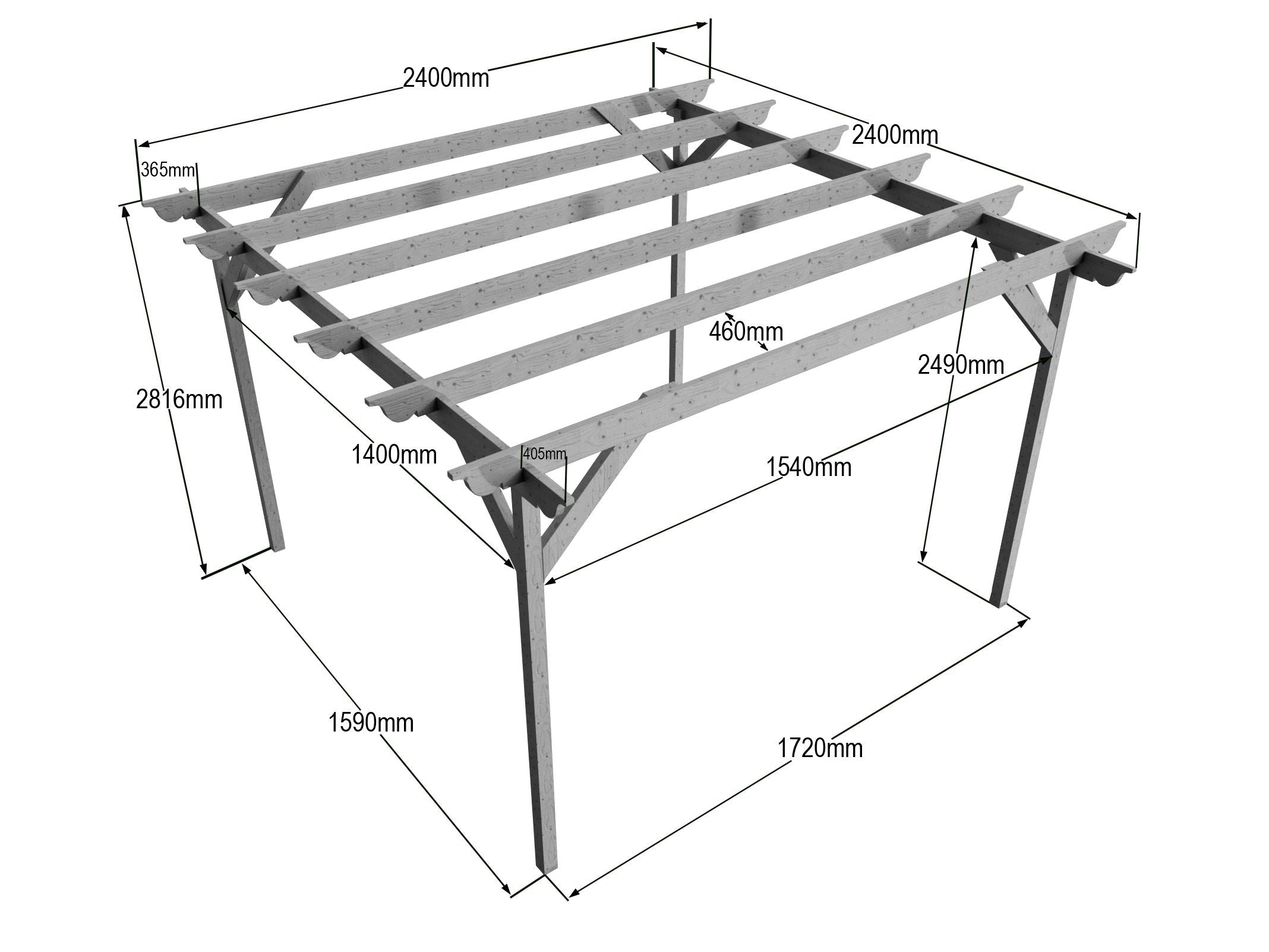 Sculpted Wooden Garden Pergola Kit