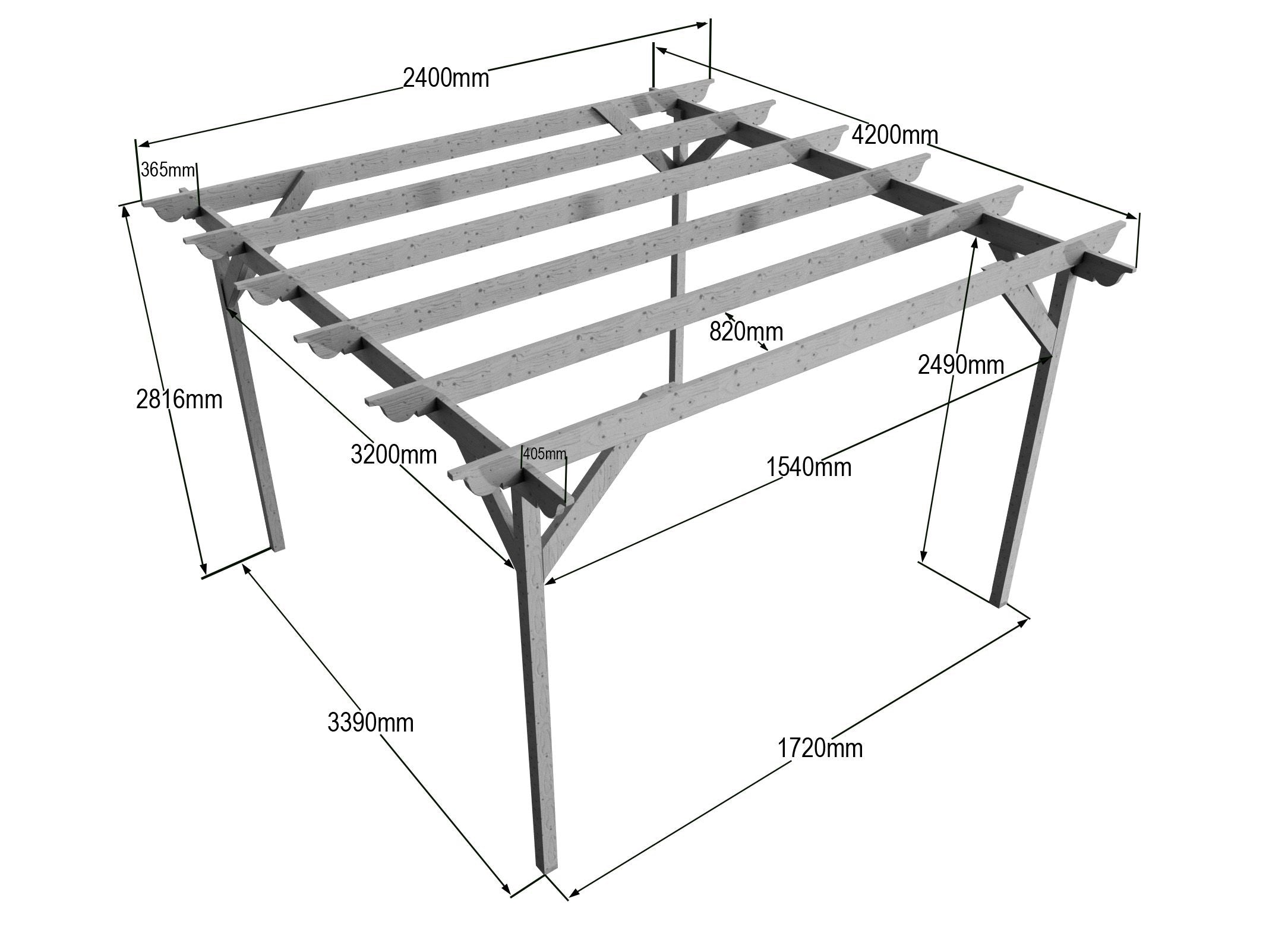Chamfered Wooden Garden Pergola Kit