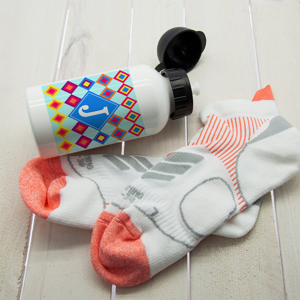 Personalised Girls Funky Diamond Pattern Personalised Water Bottle