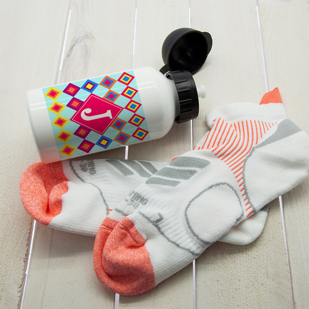 Personalised Girls Funky Diamond Pattern Personalised Water Bottle