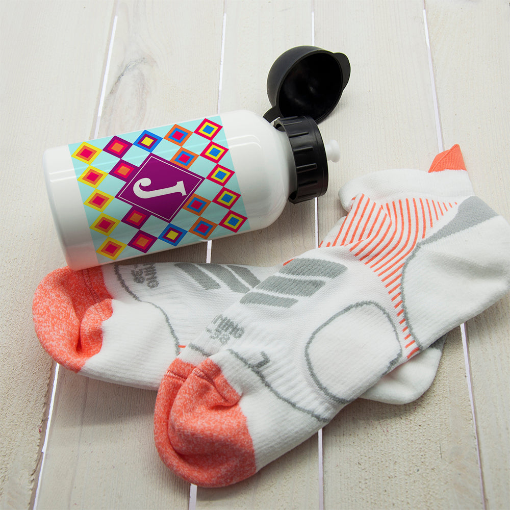 Personalised Girls Funky Diamond Pattern Personalised Water Bottle