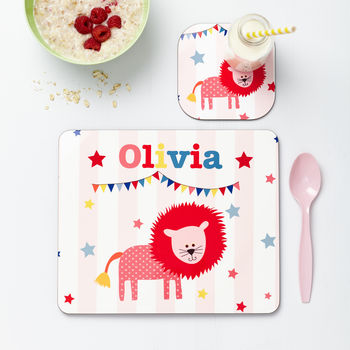 Personalised Personalised Children's Circus Lion Placemat Set