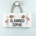 Personalised Glamingo White Hanging Sign
