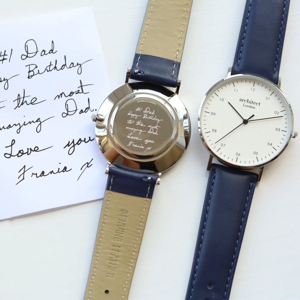 Handwriting Engraving - Men's Architect Zephyr, Admiral Blue Strap