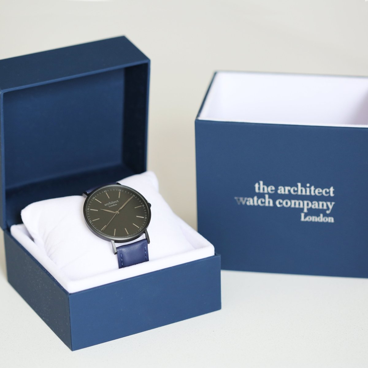 Handwriting Engraving - Men's Minimalist Watch, Admiral Blue Strap