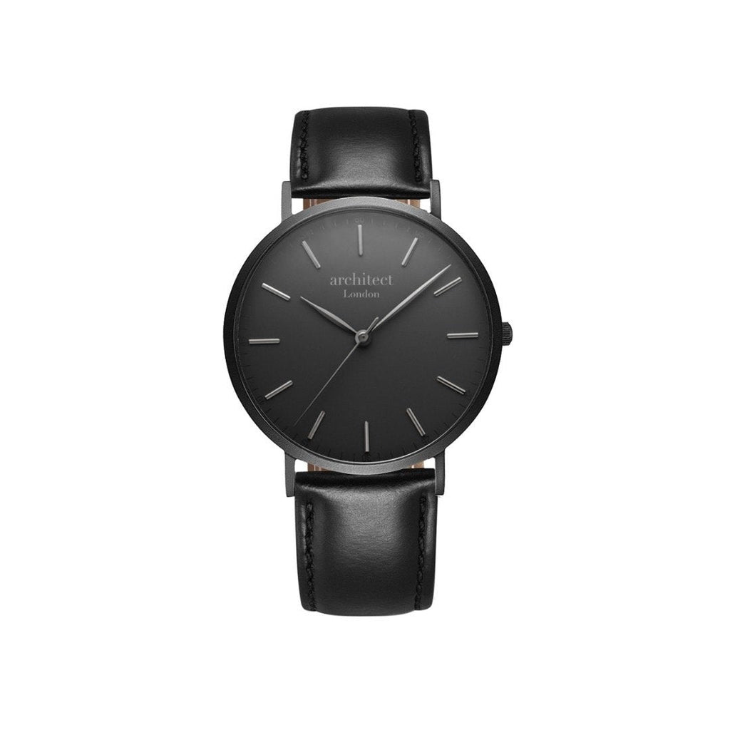 Handwriting Engraving - Men's Minimalist Watch, Jet Black Strap