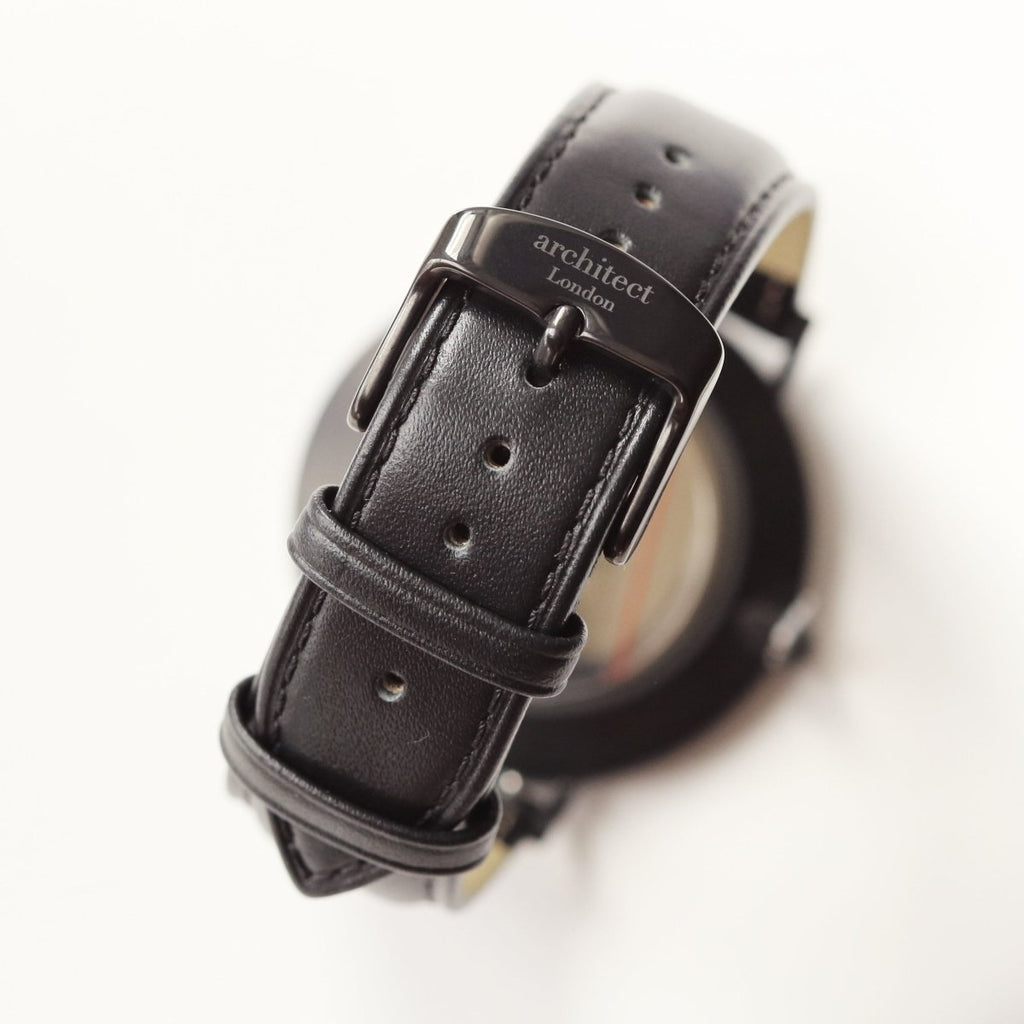 Handwriting Engraving - Men's Minimalist Watch, Jet Black Strap