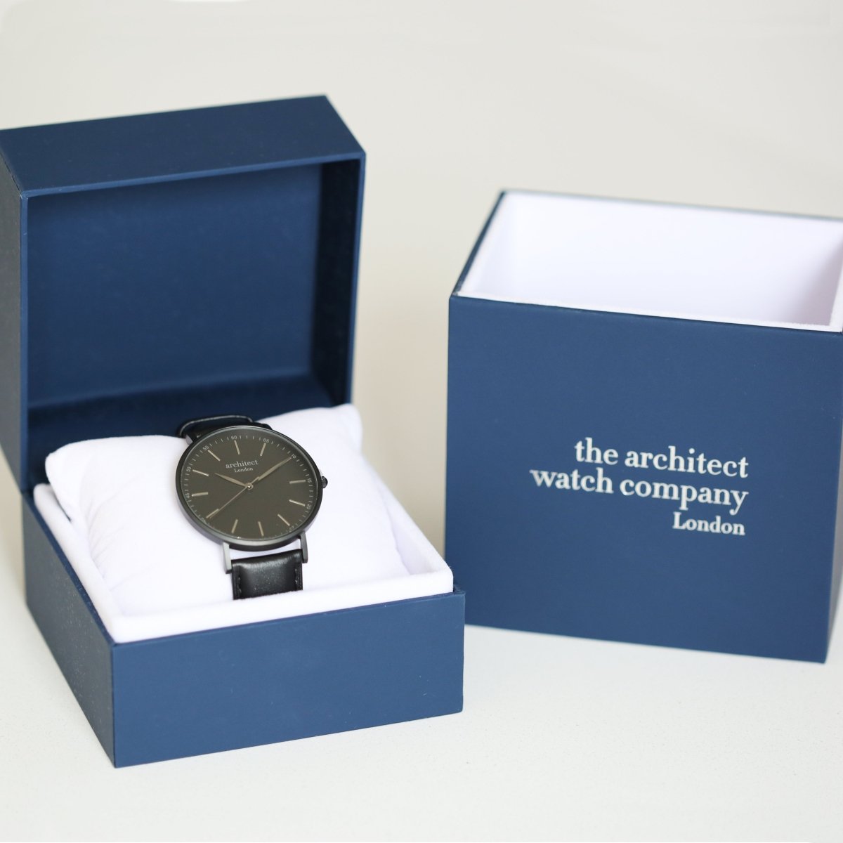 Handwriting Engraving - Men's Minimalist Watch, Jet Black Strap