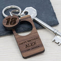 Personalised Happy Birthday Walnut Keyring