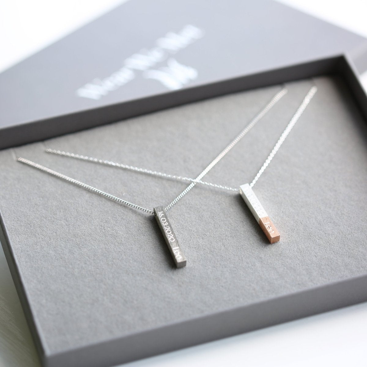 His & Hers Engraved Brushed Necklaces