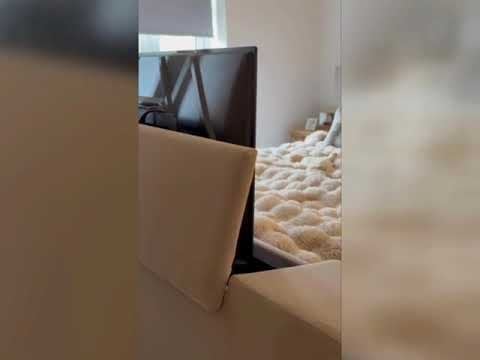 Flair Fallon TV Side Lift Ottoman Bed Beige Velvet Double