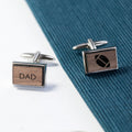 Personalised Iconic Hobbies Engraved Rectangle Walnut Cufflinks