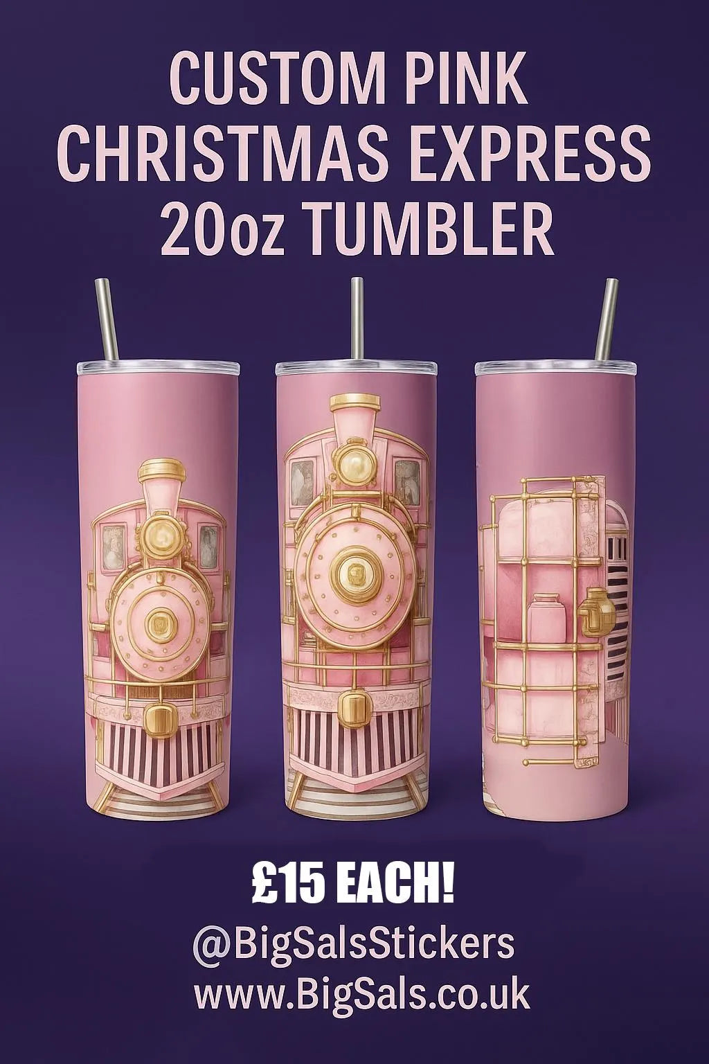 Christmas Express 20oz Custom Tumbler | Personalised Christmas Train Cup | Big Sals