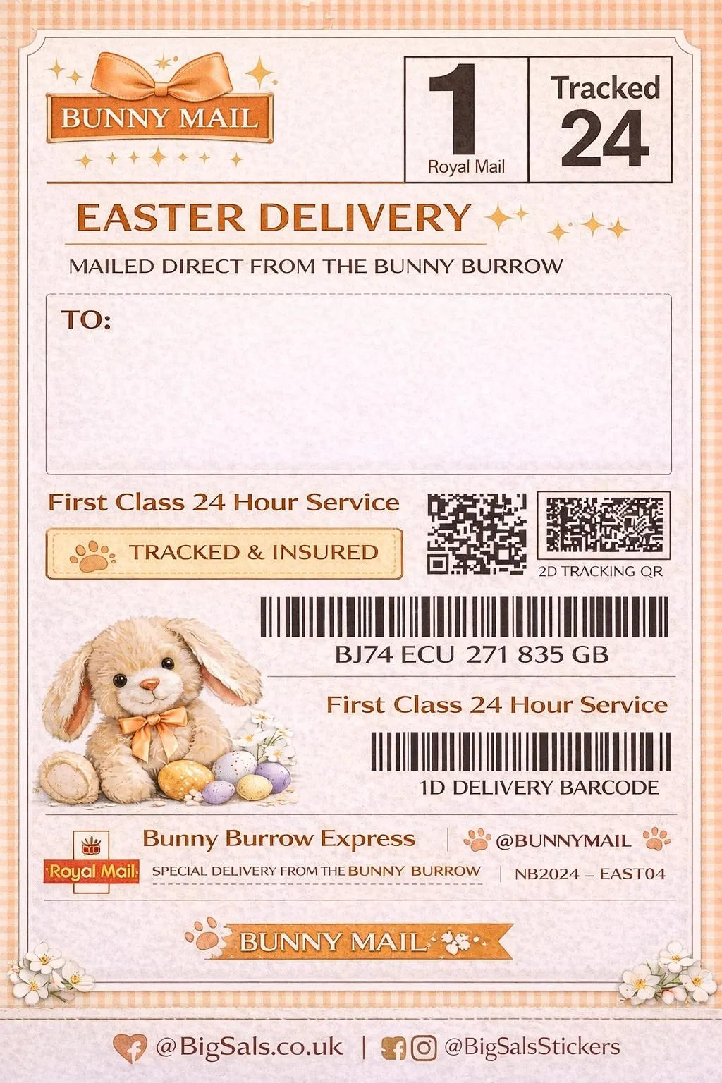 Easter Bunny Special Delivery Stickers – Tracked 24 Pastel Label Designs (Printable Digital Download)