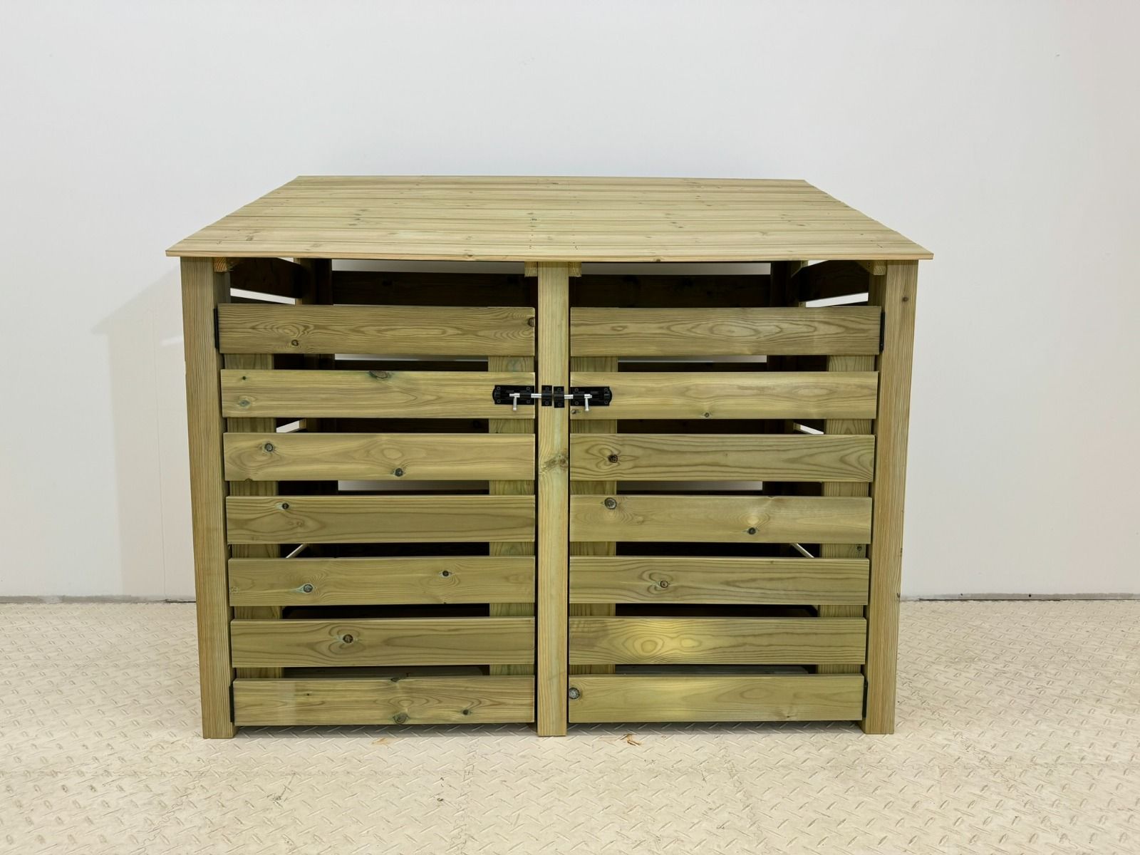 Premium Slatted Wooden Log Store with Doors W-146cm, H-126cm or 180cm, D-88cm