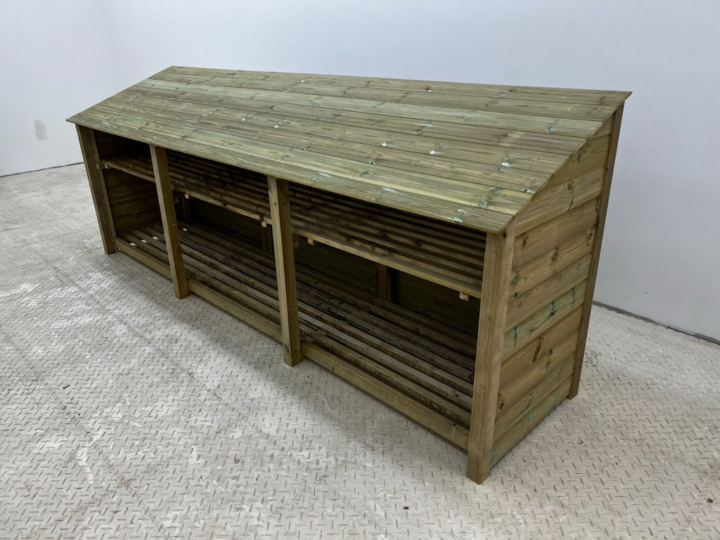 Wooden Premium Tongue/Groove Log Store with Shelf W-335cm, H-126cm or 180cm, D-88cm