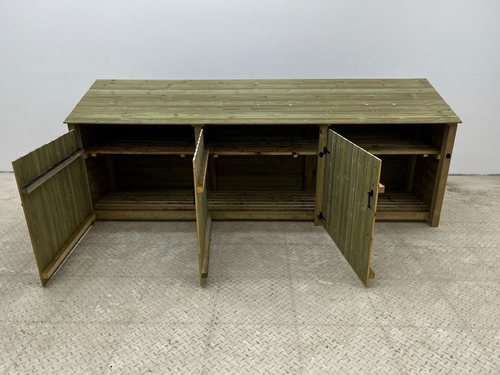 Wooden Premium Tongue/Groove Log Store with Doors and Shelf W-335cm, H-126cm or 180cm, D-88cm