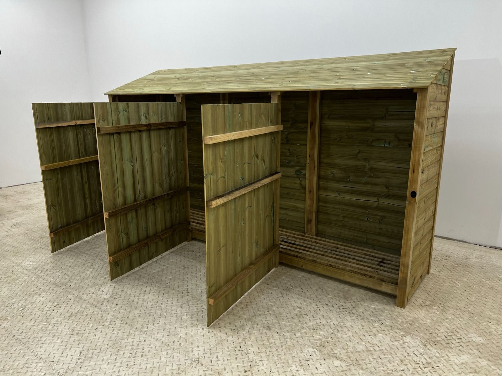 Wooden Premium Tongue/Groove Log Store with Doors W-335cm, H-126cm or 180cm, D-88cm