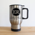 Personalised Initials Monogram Mum/ Dad Silver Travel Mug