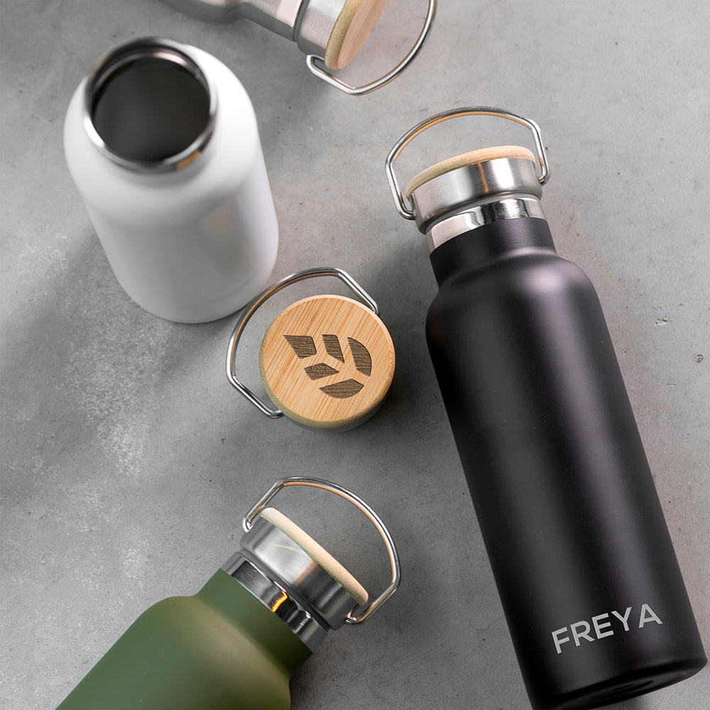 Personalised Insulated Bottle 17Oz Bamboo Lid - Small Personalisation