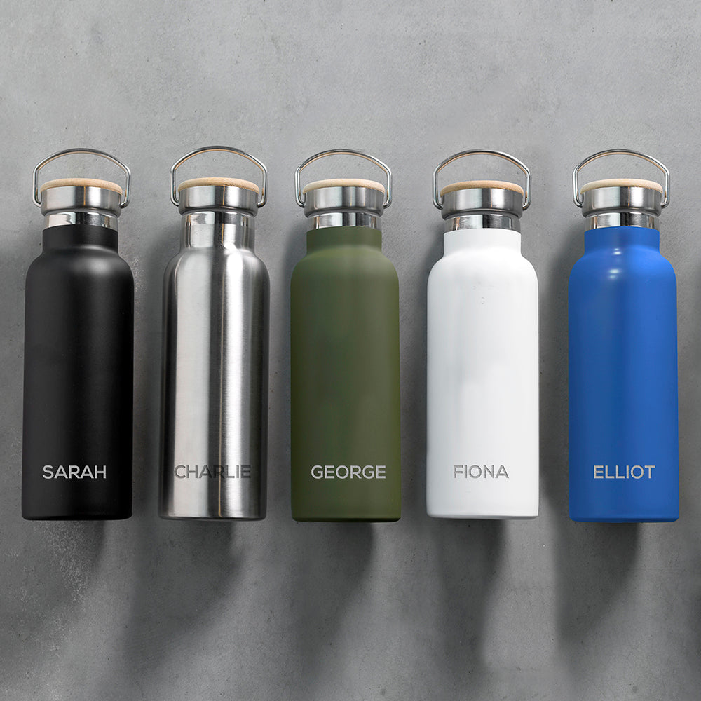 Personalised Insulated Bottle 17Oz Bamboo Lid - Small Personalisation