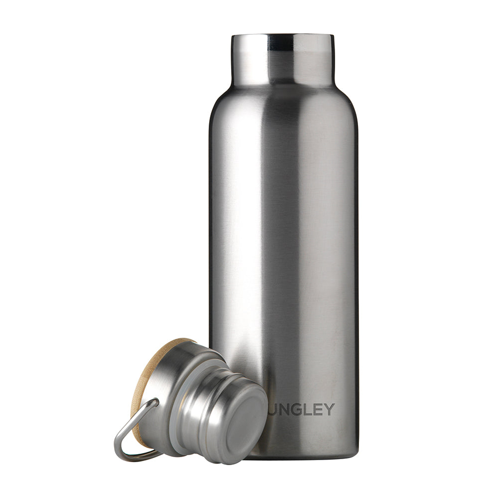 Personalised Insulated Bottle 17Oz Bamboo Lid - White - Side Personalisation