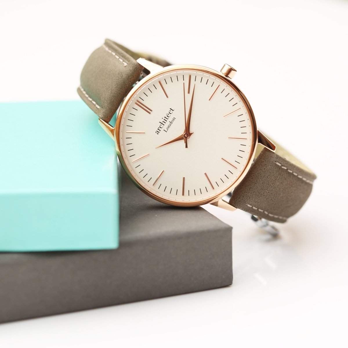 Ladies Archiect Blanc - Handwriting Engraving, Light Grey Strap