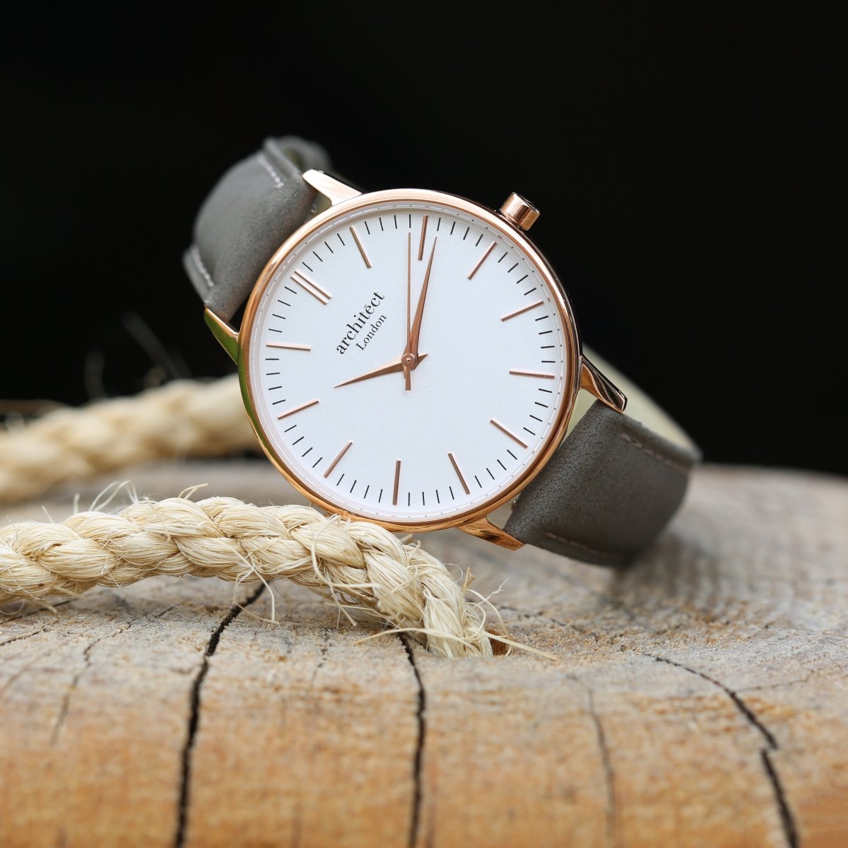 Ladies Archiect Blanc - Handwriting Engraving, Light Grey Strap