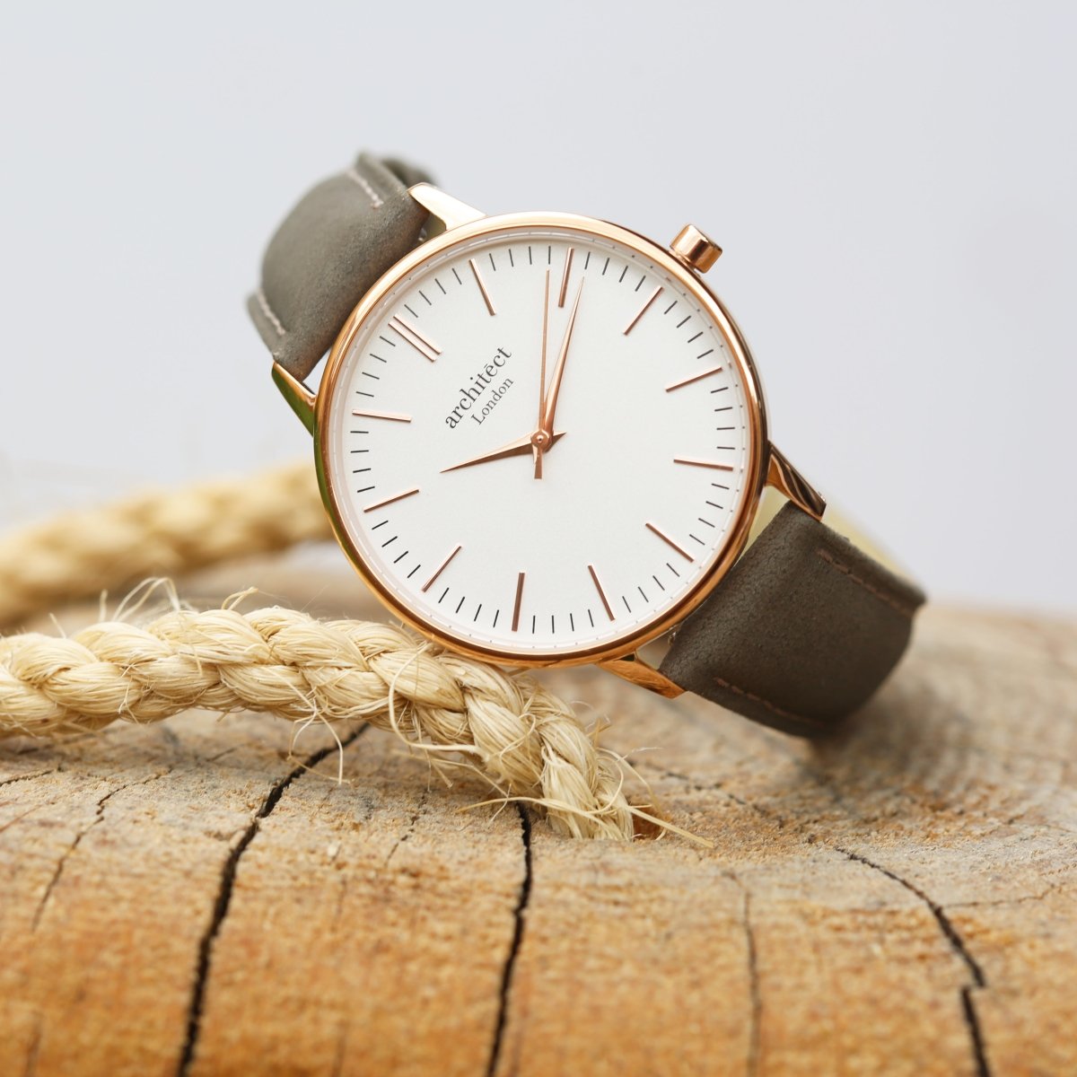 Ladies Archiect Blanc - Handwriting Engraving, Light Grey Strap