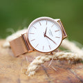 Ladies Archiect Blanc - Handwriting Engraving, Rose Gold Mesh Strap