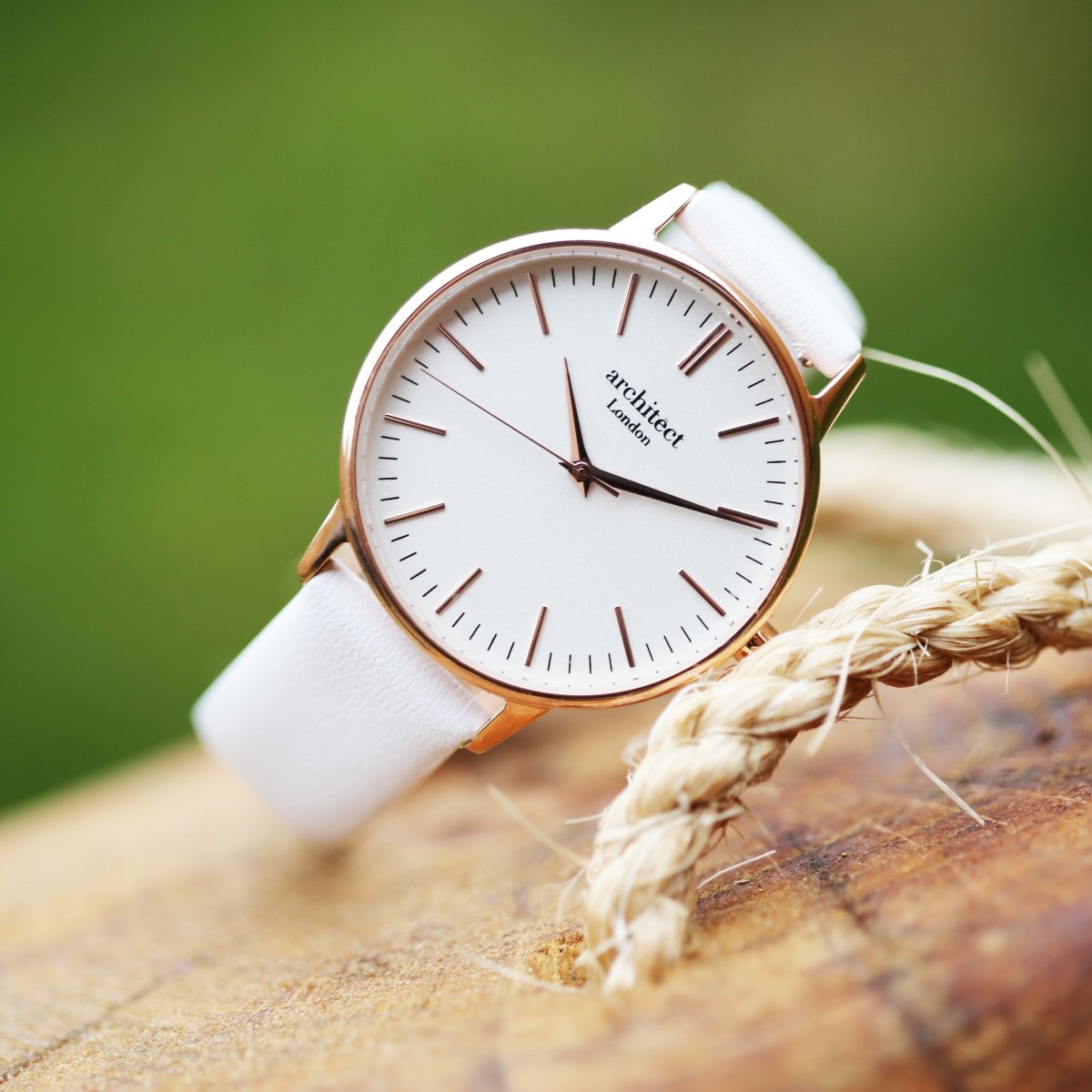 Ladies Archiect Blanc - Handwriting Engraving, White Strap