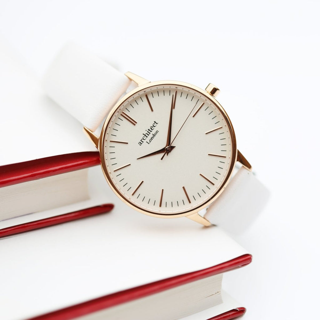 Ladies Archiect Blanc - Handwriting Engraving, White Strap