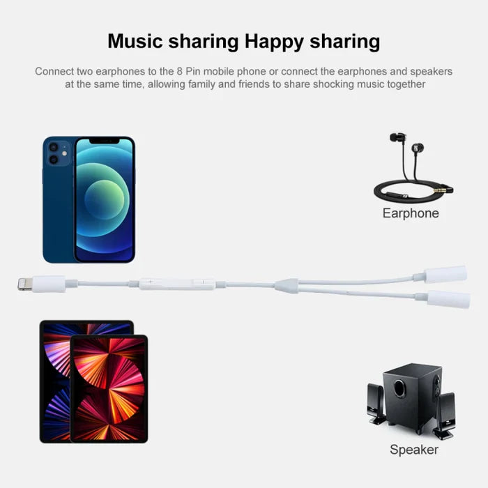 Lightning to Dual 3.5mm AUX Adaptor