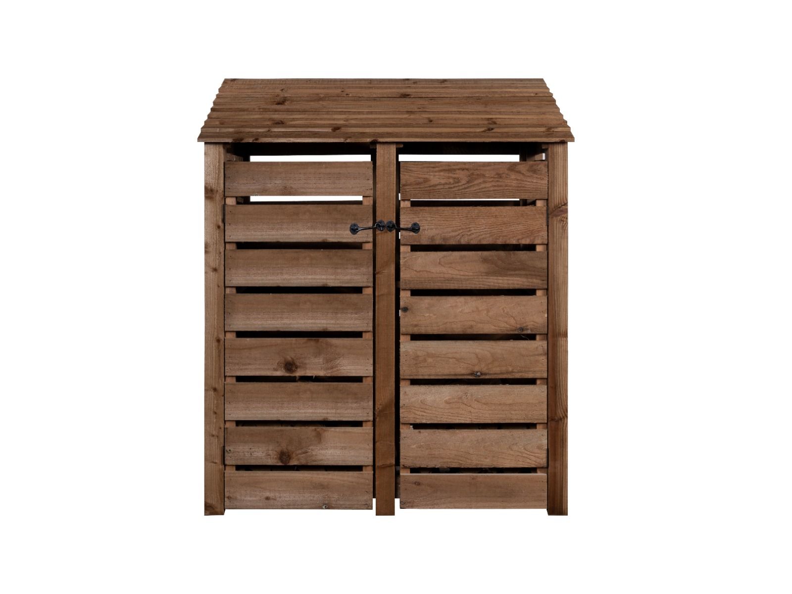 Slatted Wooden Log Store with Door W-146cm, H-126cm or 180cm, D-88cm - Brown Finish