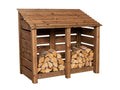 Slatted Wooden Log Store W-146cm, H-126cm or 180cm, D-88cm - Brown Finish