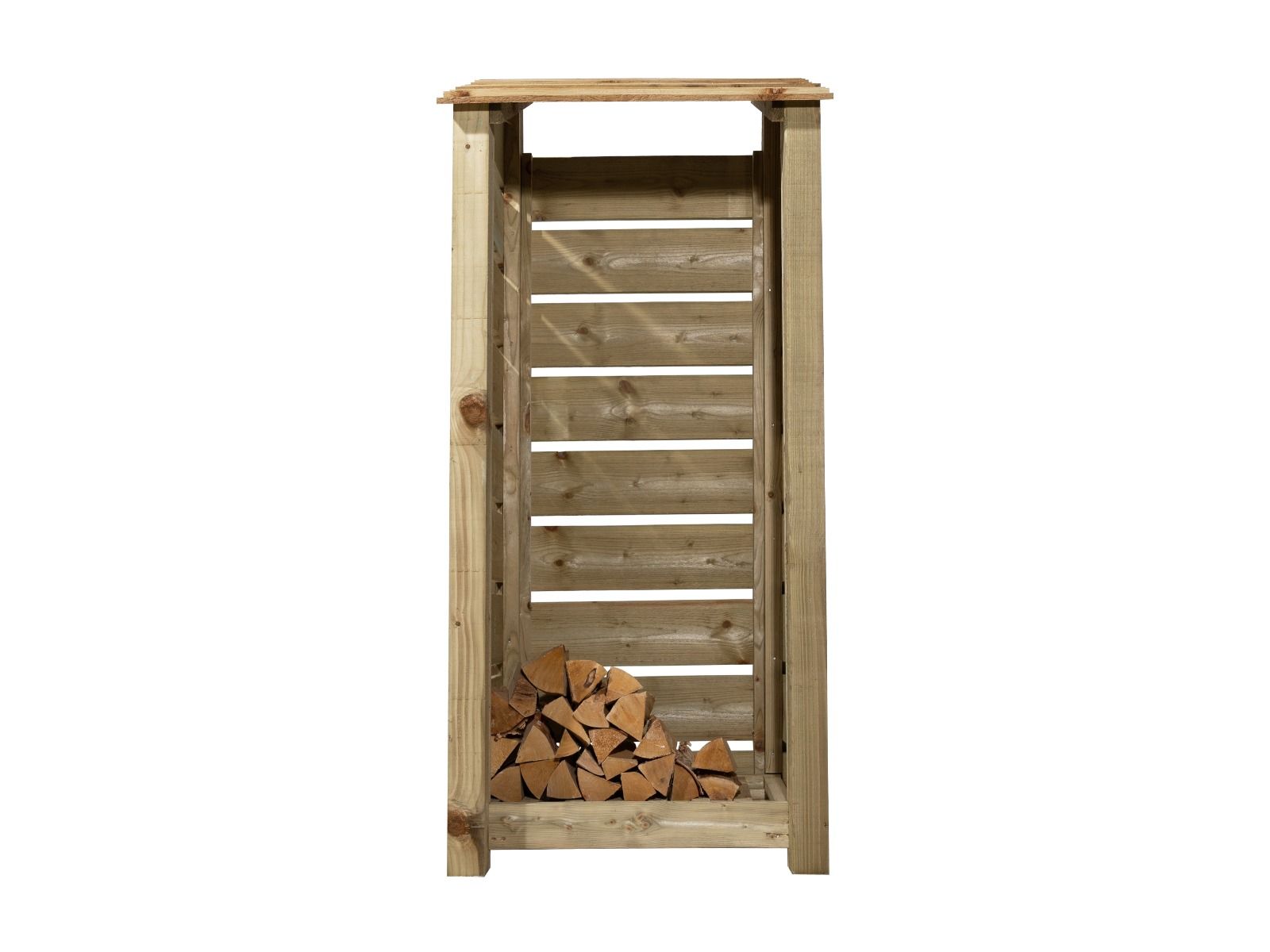 Slatted wooden log store W-79cm, H-126cm or 180cm, D-88cm