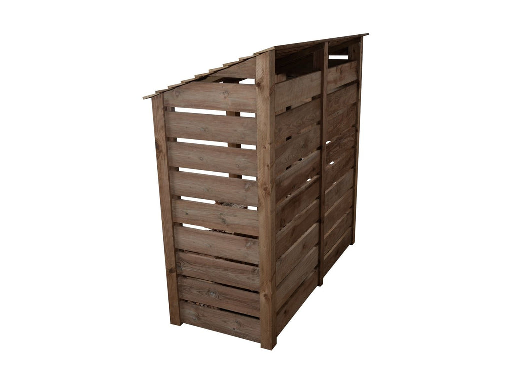 Slatted Wooden Log Store W-187cm, H-126cm or 180cm, D-88cm - Brown Finish