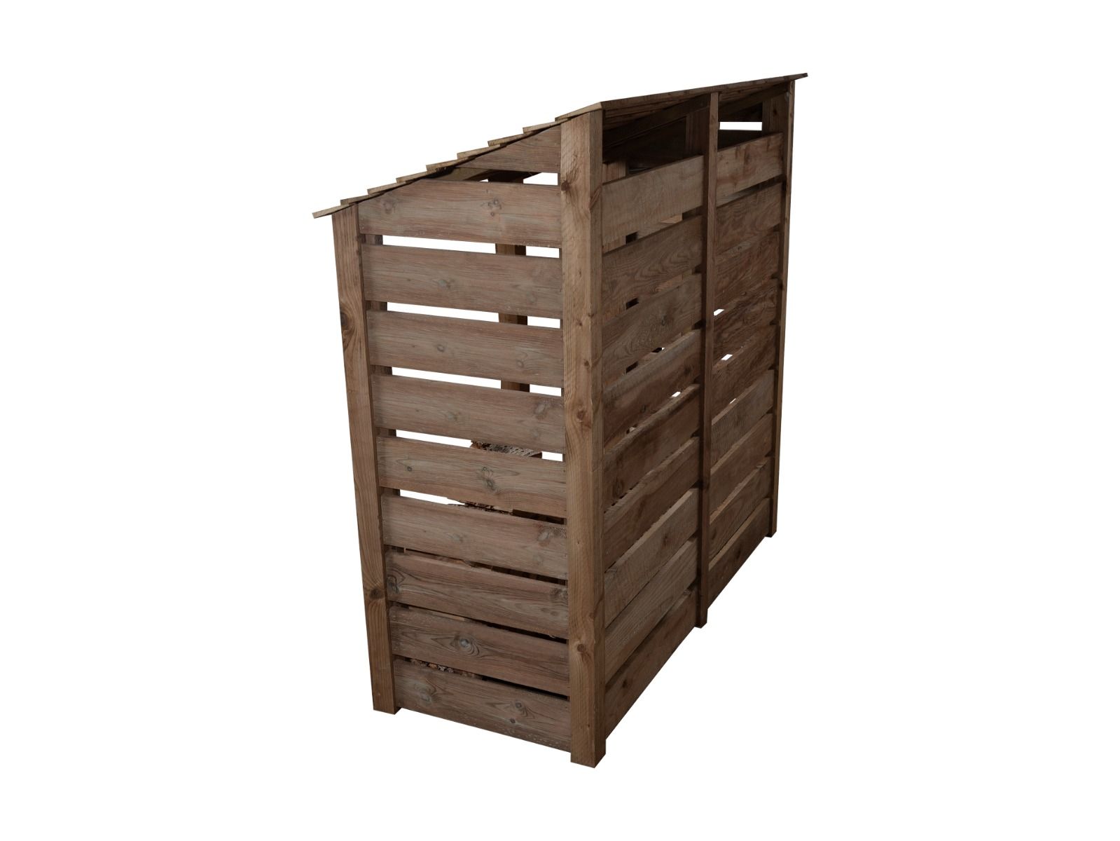 Slatted Wooden Log Store W-187cm, H-126cm or 180cm, D-88cm - Brown Finish