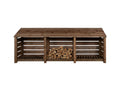Slatted Wooden Log Store W-335cm, H-126cm or 180cm, D-88cm - Brown Finish