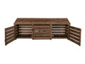 Slatted Wooden Log Store with Doors W-335cm, H-126cm or 180cm, D-88cm - Brown Finish