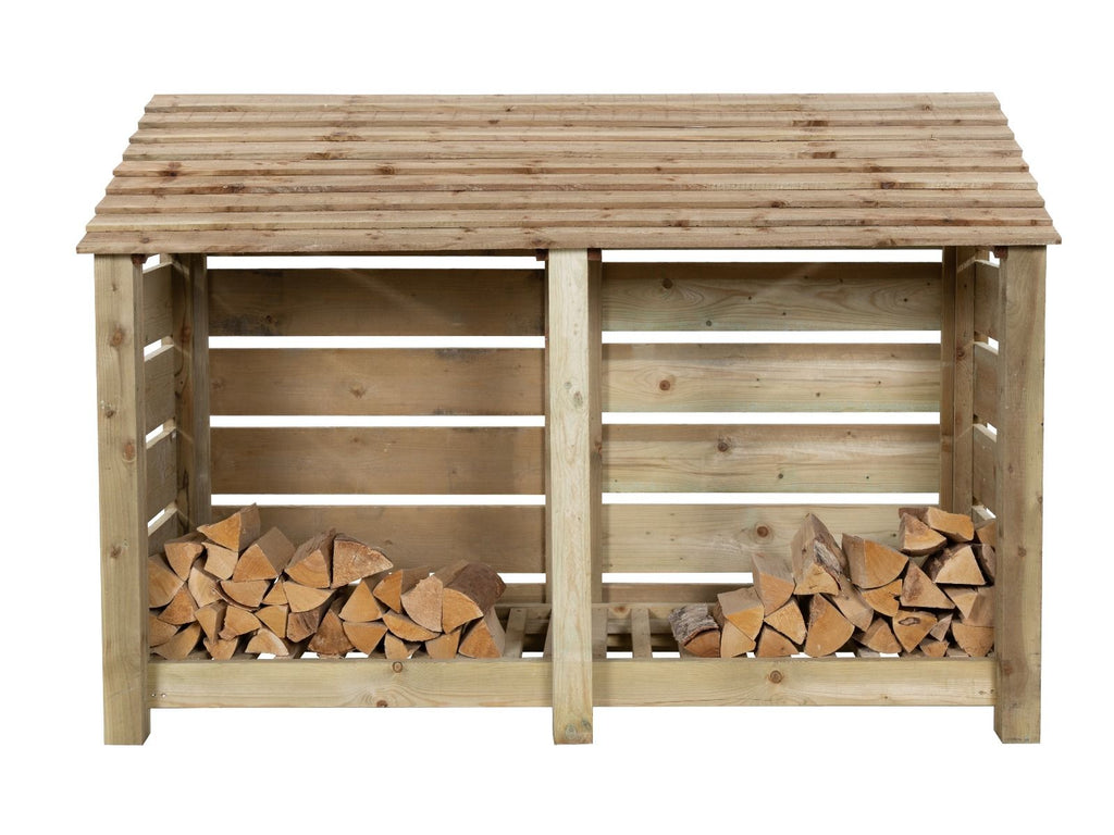 Slatted Wooden Log Store W-187cm, H-126cm or 180cm, D-88cm