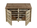 Slatted Wooden Log Store with Doors And Shelf W-187cm, H-126cm or 180cm, D-88cm