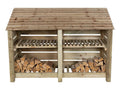 Slatted Wooden Log Store with Shelf W-187cm, H-126cm or 180cm, D-88cm