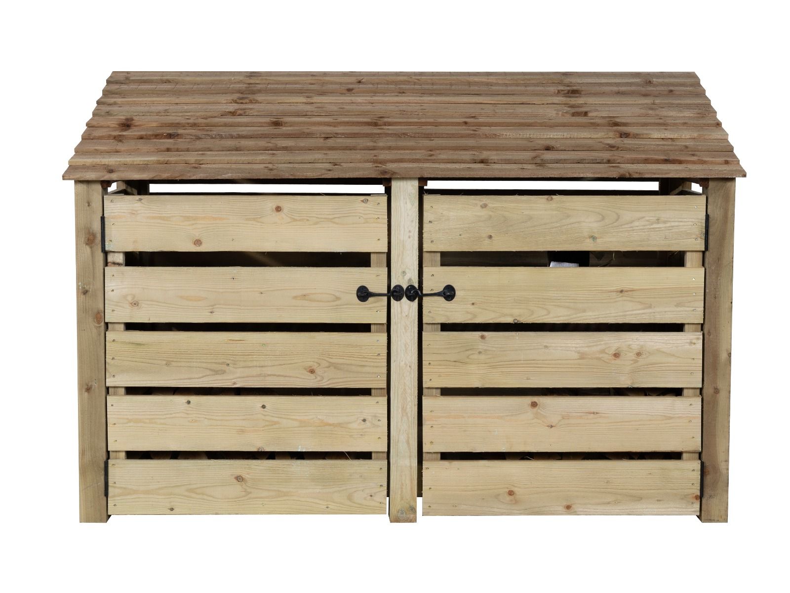 Slatted Wooden Log Store with Doors And Shelf W-187cm, H-126cm or 180cm, D-88cm